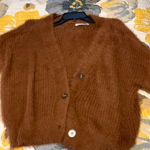 Beautiful brown nylon / acrylic sweater /cardigan